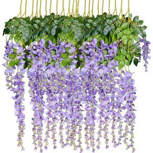 12Pack 3.6 Feet Artificial Fake Wisteria Vine Ratta Hanging Garland Silk Flowers